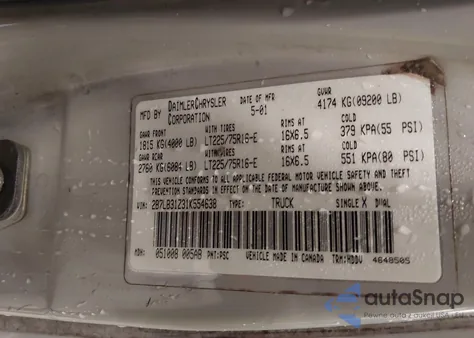 2001 Dodge Ram Van 3500 Commercial/Commercial Non-Maxi from USA, damaged, VIN 2B7LB31Z31K554638